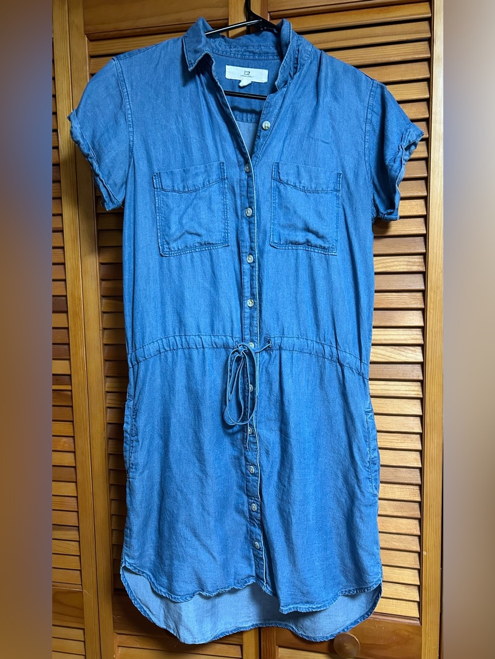 Thread & Supply Light Blue Denim Shirt Dress with Tie Waist